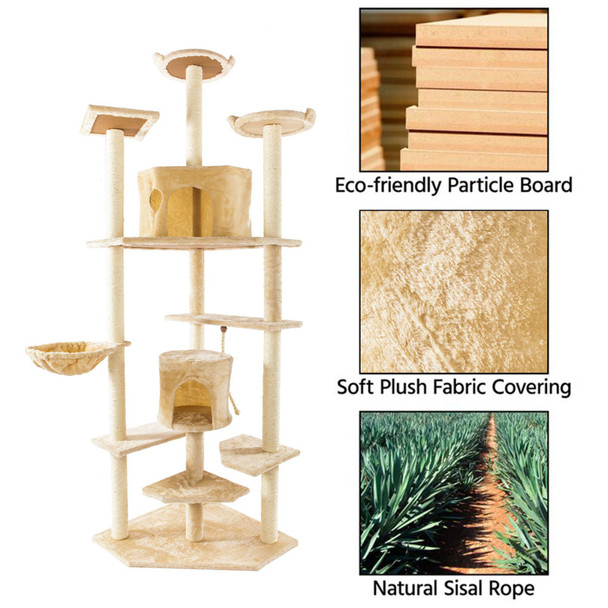 80" Solid Cute Sisal Rope Plush Cat Climb Tree Cat Tower 80" Solid Cute Sisal Rope Plush Cat Climb Tree Cat Tower