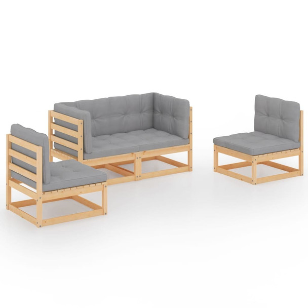 4 Piece Garden Lounge Set with Cushions Solid Pinewood 4 Piece Garden Lounge Set with Cushions Solid Pinewood