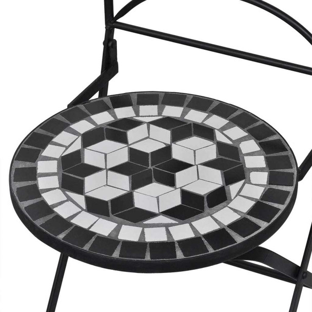 3 Piece Bistro Set Ceramic Tile Black and White 3 Piece Bistro Set Ceramic Tile Black and White