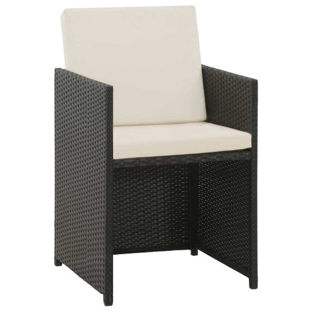 5 Piece Outdoor Dining Set with Cushions Poly Rattan Black