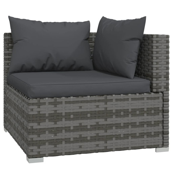 3 Piece Patio Lounge Set with Cushions Gray Poly Rattan