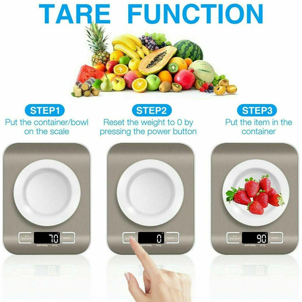 Kitchen Scale Digital Food Scales Bascula Electronic Cooking Scale Weight Touch Screen Glass Top Diet 5kg/11Lbs Accuracy 5 Core K 53