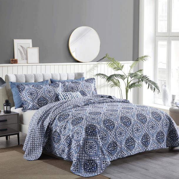 100% Cotton Quilt Set 3PCS Reversible Bedspread Lightweight Coverlet Set for Queen/Full Size Bed All Season Use