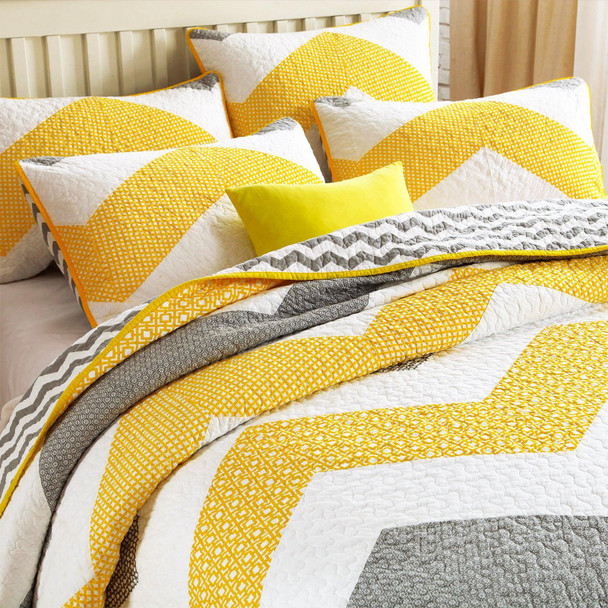 100% Cotton Quilt Set 3PCS Reversible Bedspread Lightweight Coverlet Set for Queen/Full Size Bed All Season Use