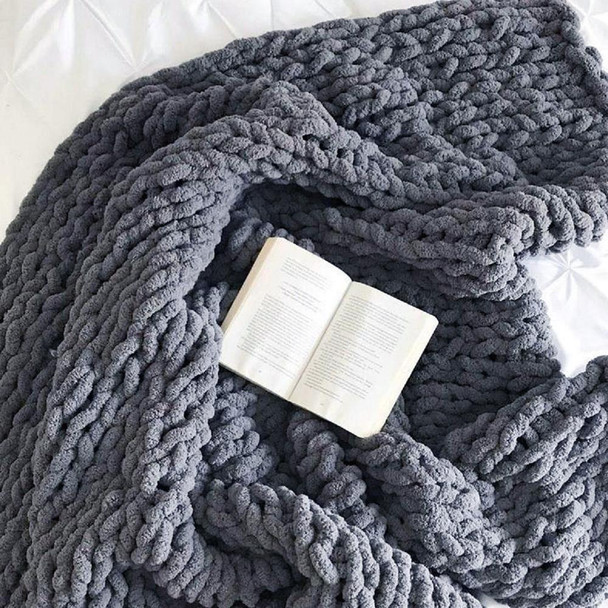 Chinille Knitting Blanket Bed Throw Yarn Baby Bulky Soft Throw, 1.2*1.5m, Dark Grey