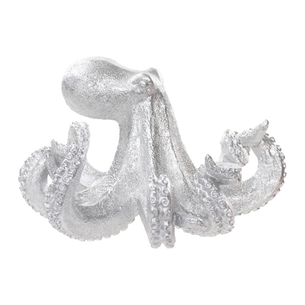 DunaWest 6 Inches Polyresin Frame Octopus Figurine, Silver