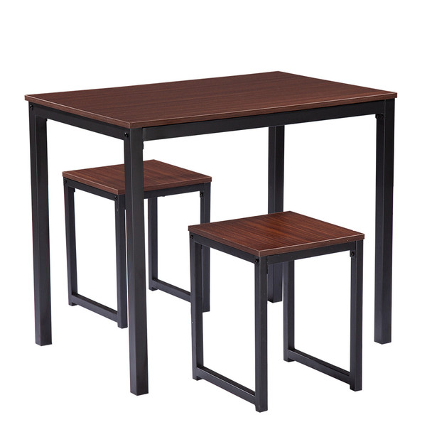 Simple Wood Grain 75cm High Three-Piece Dining Table And Chair [90 x 60 x 75cm] Light Walnut Color RT