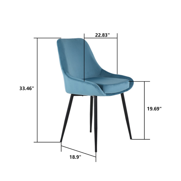 Fashion Simple Dining Chair 2-Piece Set, Metal Stool Legs With Large Upholstery, Leisure Chair With