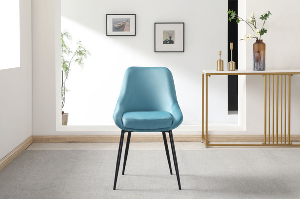 Fashion Simple Dining Chair 2-Piece Set, Metal Stool Legs With Large Upholstery, Leisure Chair With