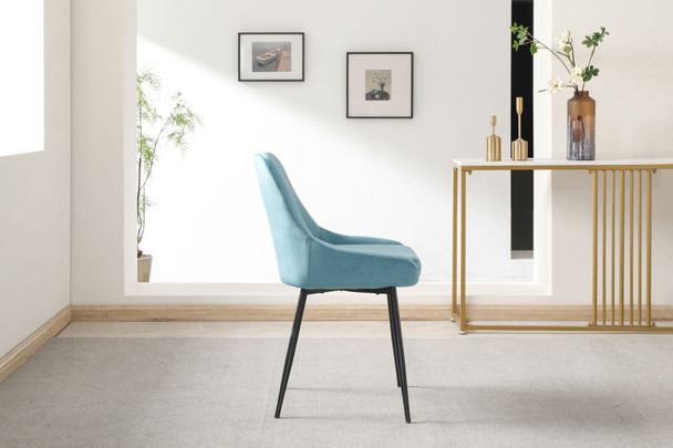 Fashion Simple Dining Chair 2-Piece Set, Metal Stool Legs With Large Upholstery, Leisure Chair With