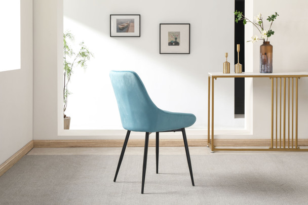 Fashion Simple Dining Chair 2-Piece Set, Metal Stool Legs With Large Upholstery, Leisure Chair With