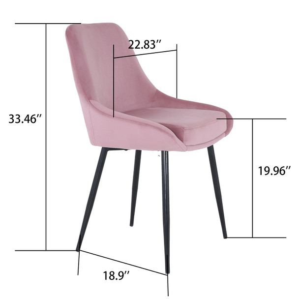 Fashion Simple Dining Chair 2-Piece Set, Metal Stool Legs With Large Upholstery, Leisure Chair With