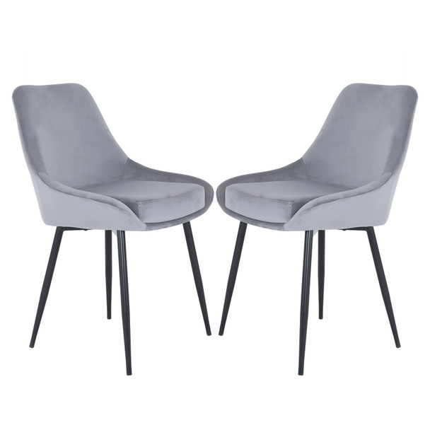 Fashion Simple Dining Chair 2-Piece Set, Metal Stool Legs With Large Upholstery, Leisure Chair With