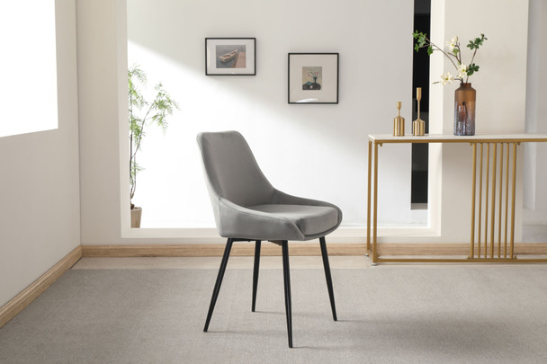 Fashion Simple Dining Chair 2-Piece Set, Metal Stool Legs With Large Upholstery, Leisure Chair With