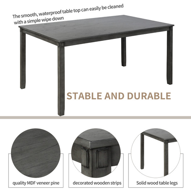 6-Piece Kitchen Dining Table Set Wooden Rectangular Dining Table, 4 Dining Chairs and Bench Family Furniture for 6 People 6-Piece Kitchen Dining Table Set Wooden Rectangular Dining Table, 4 Dining Chairs and Bench Family Furniture for 6 People