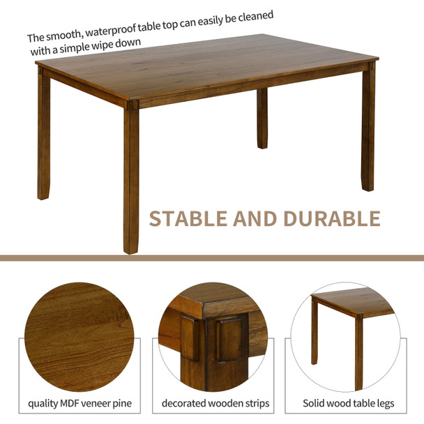 6-Piece Kitchen Dining Table Set Wooden Rectangular Dining Table, 4 Dining Chairs and Bench Family Furniture for 6 People 6-Piece Kitchen Dining Table Set Wooden Rectangular Dining Table, 4 Dining Chairs and Bench Family Furniture for 6 People