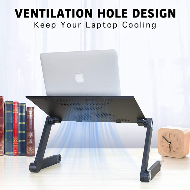Adjustable Laptop Desk, RAINBEAN Laptop Stand for Bed Portable Lap Desk Foldable Table Workstation Notebook Riser with Mouse Pad, Ergonomic Computer Tray Reading Holder Bed Tray Standing Desk