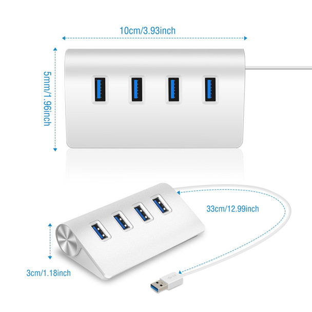 4 Ports USB3.0 Hub 5Gbps USB3.0 Aluminum Expansion Hub Splitter File Video Date Reader Transmission