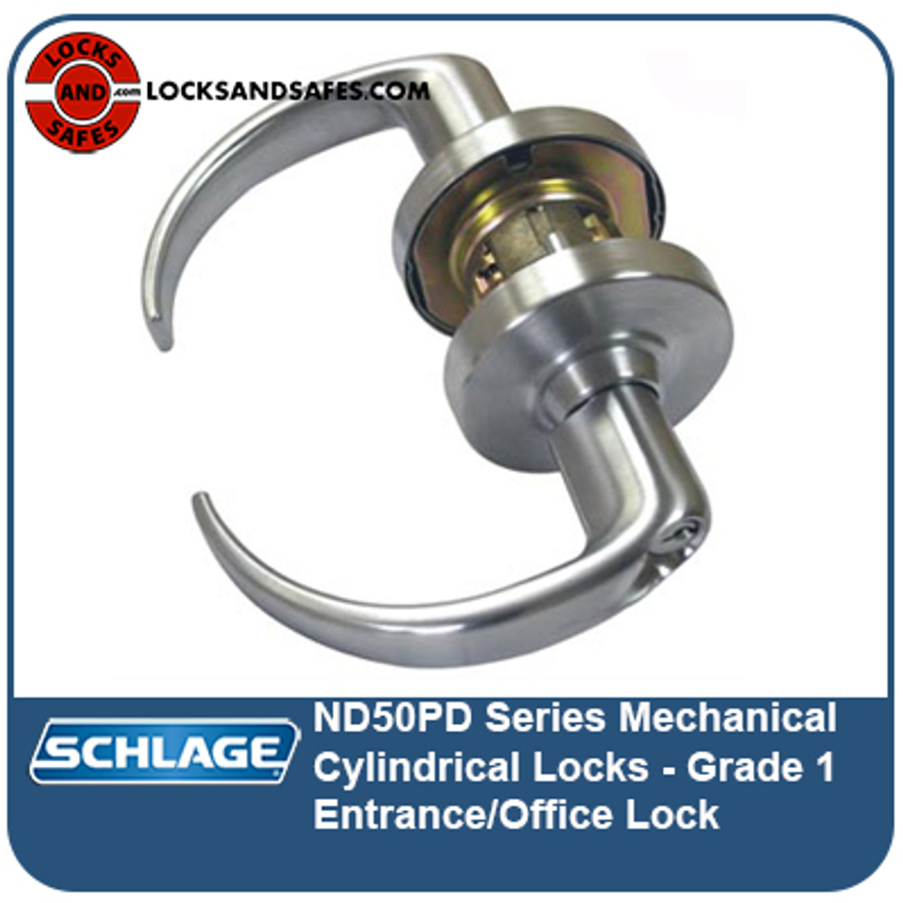 Schlage ND50PD-RHO-626 Satin Chrome Office Lock Rhodes Lever