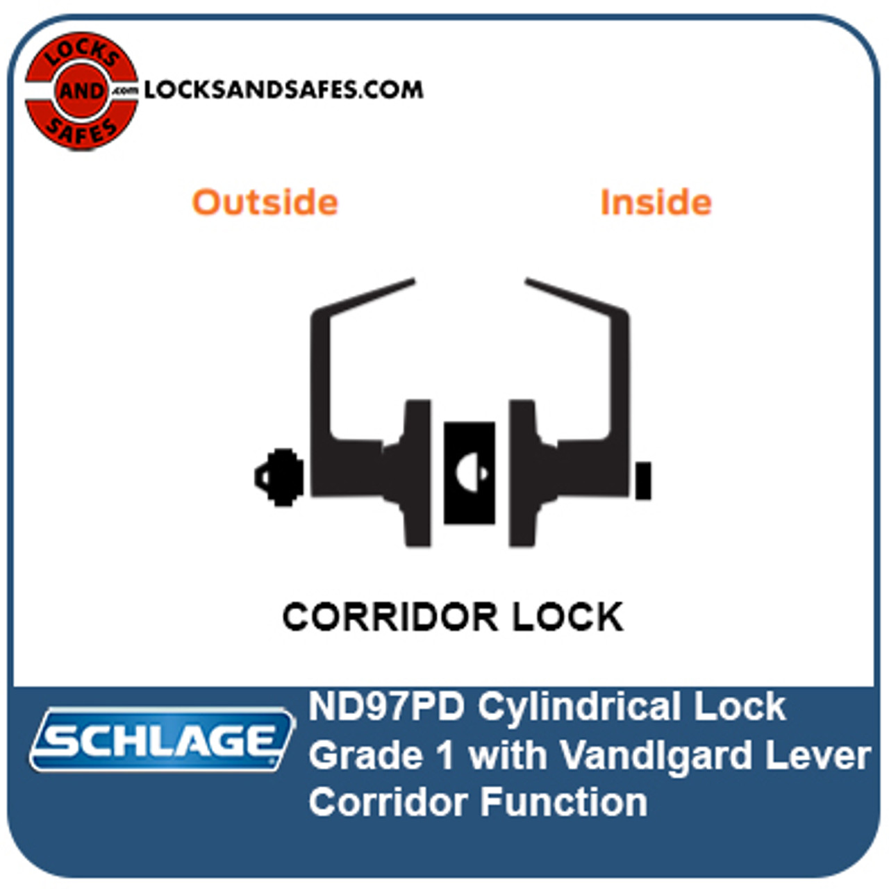 Schlage ND82 - Institution Lock - Grade 1 Cylindrical Keyed Lever Lock