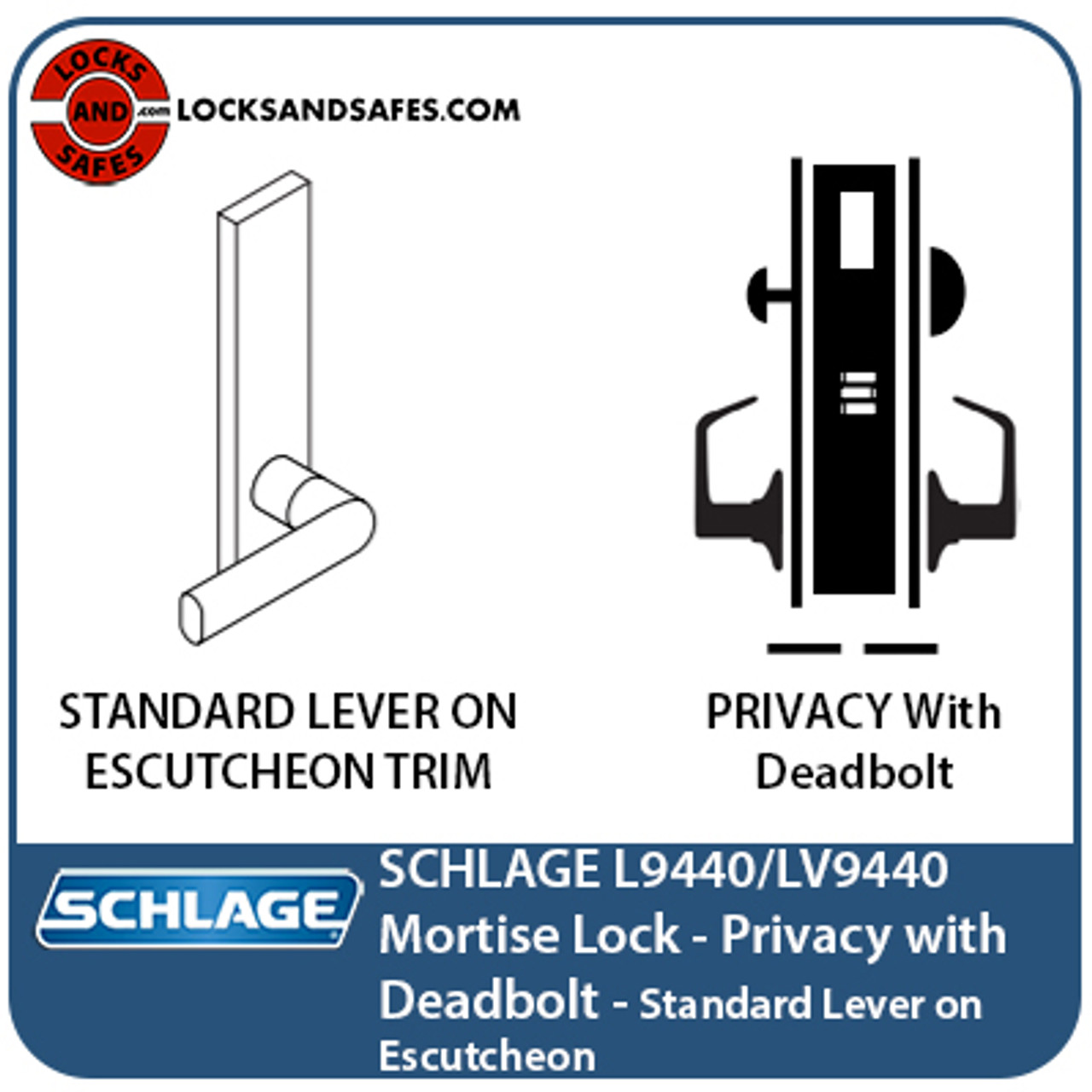 Schlage L Series Mortise Lock W/ M Collection Lever & Escutcheon Trim,  Single Cylinder Non-Deadbolt