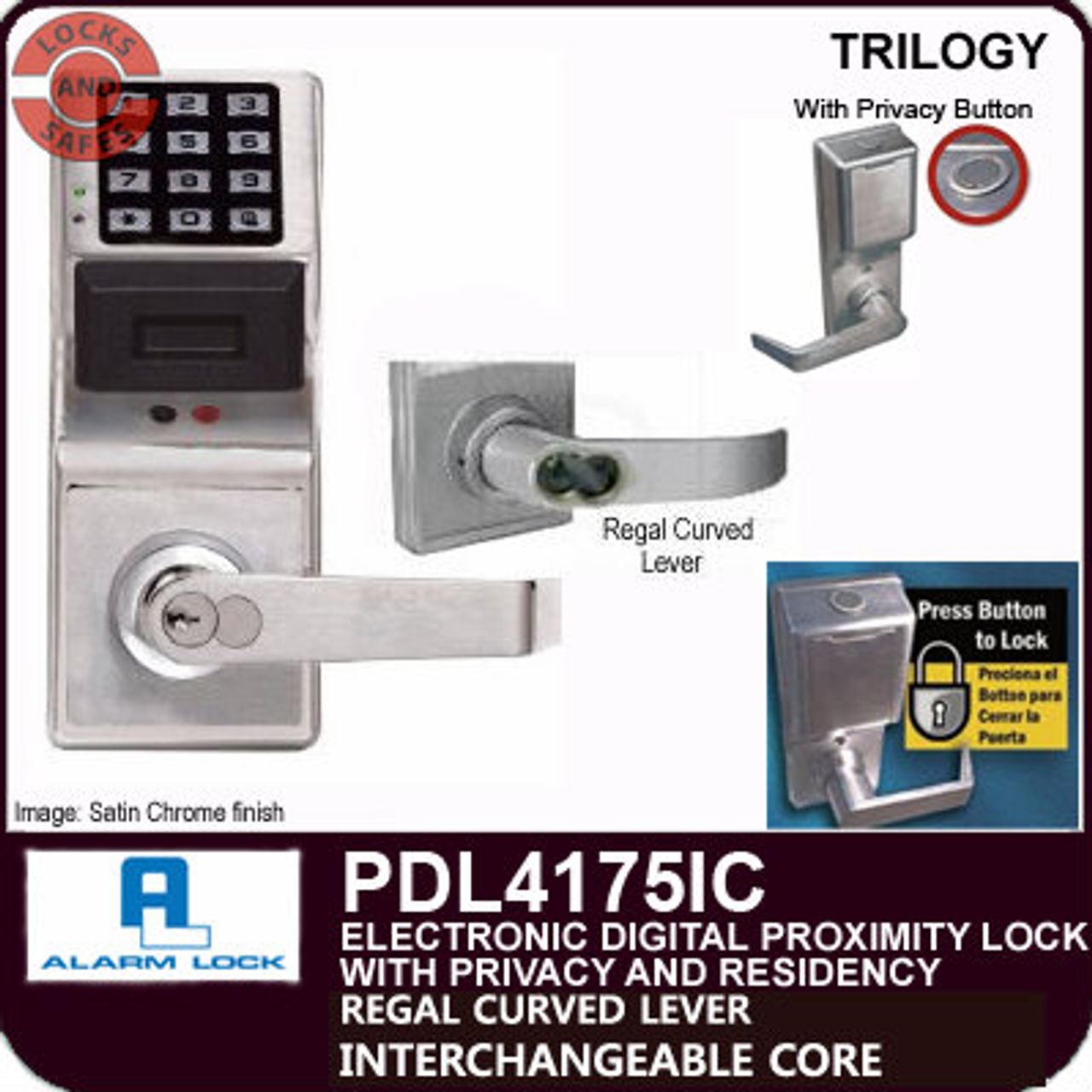 Trilogy DL4100 Digital Lever Lock w Audit Trail ＆ Privacy Feature Satin Chrome 26D (Alarm Lock) - 4