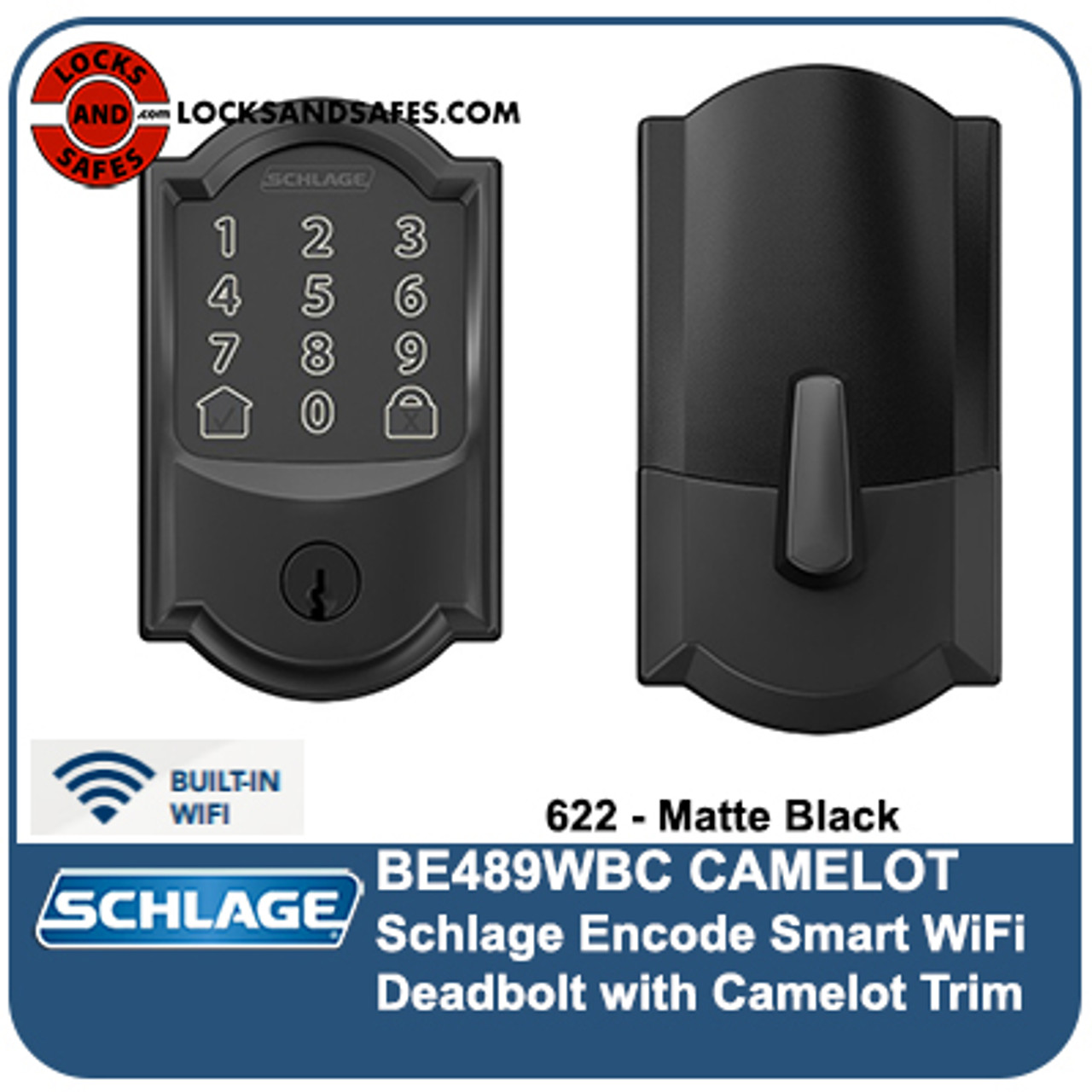 Schlage BE489WBC-CAM | Schlage Encode Wifi Deadbolts Camelot Trim