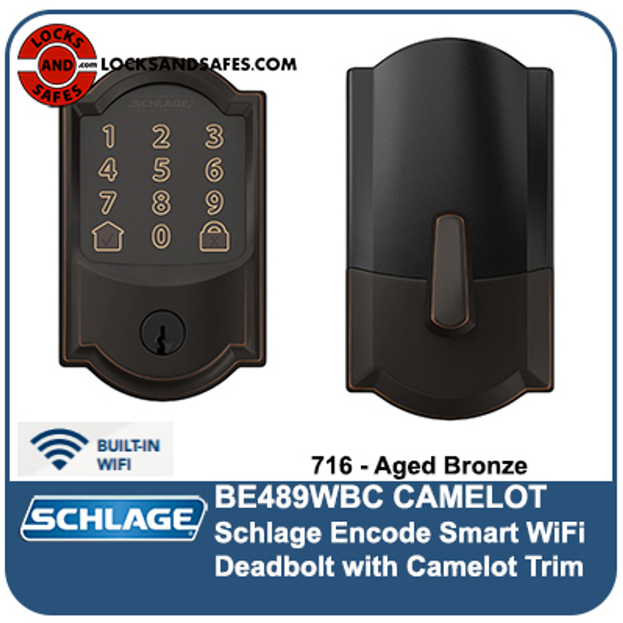 Schlage BE489WBC-CAM | Schlage Encode Wifi Deadbolts Camelot Trim