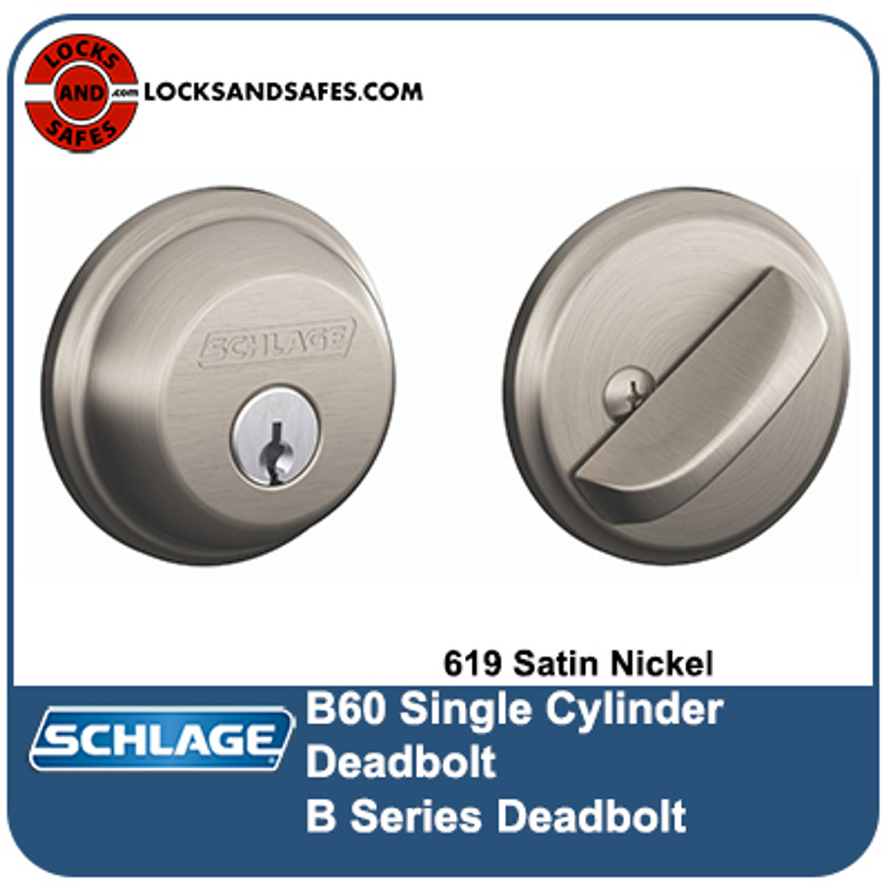 Schlage Residential Grade 1 Single Cylinder Deadbolt Lock B60 619 KD