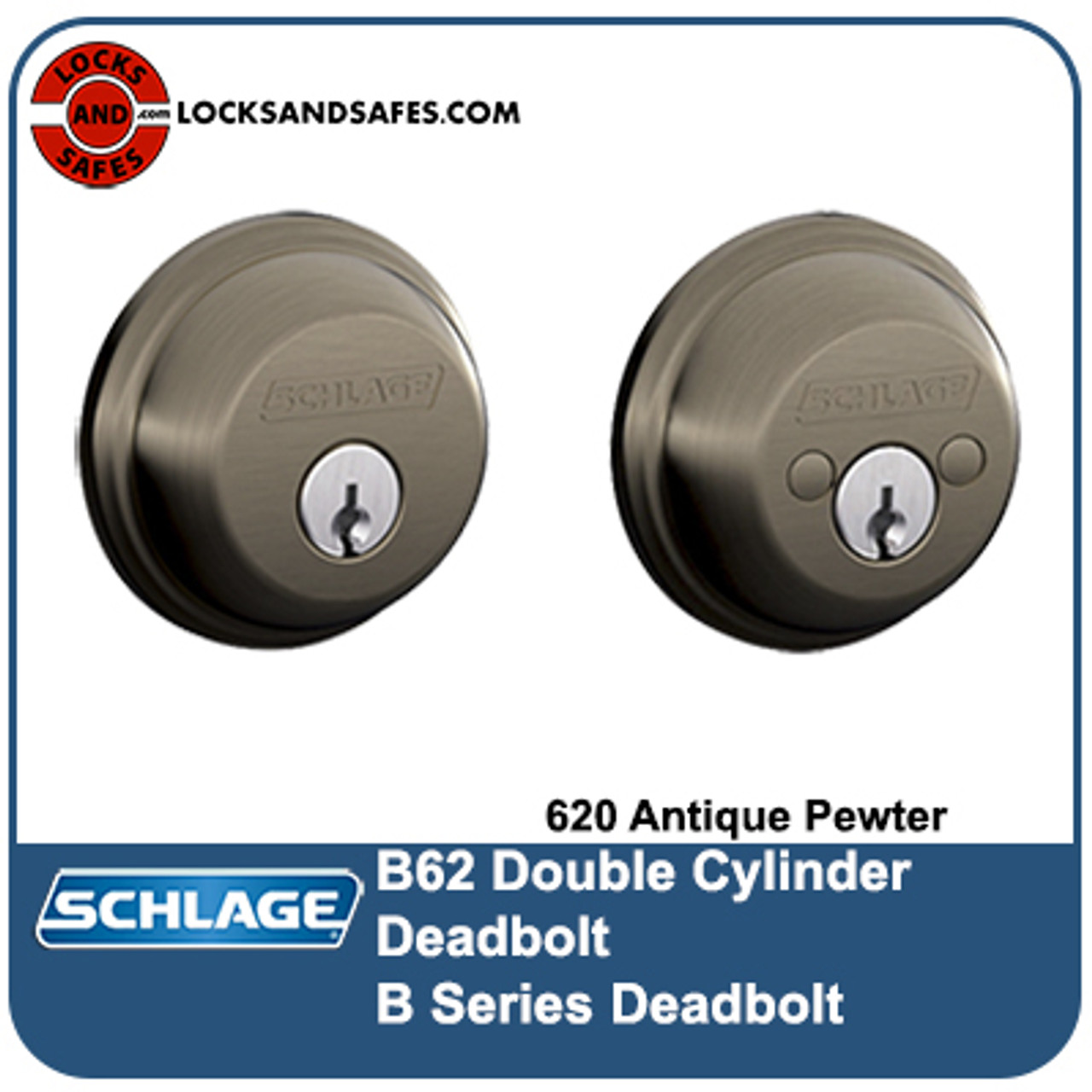 Schlage Antique Pewter Double Cylinder Deadbolt