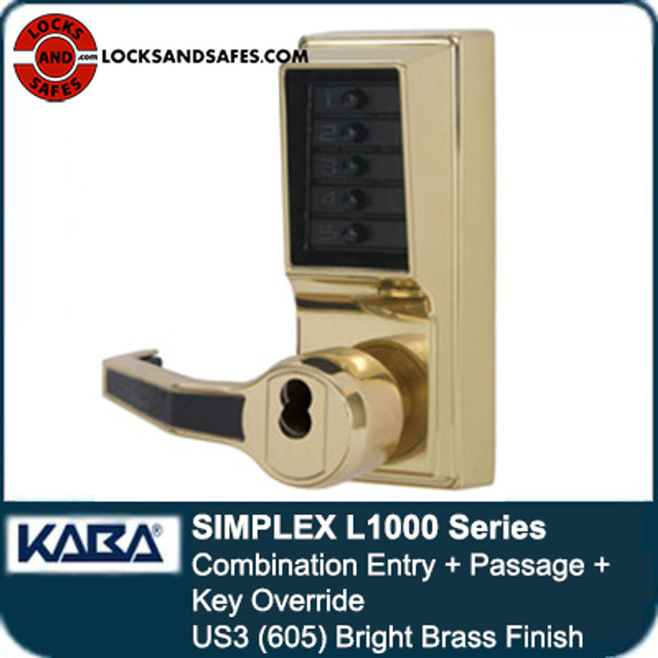 Kaba E-Plex 5000 Series Cylindrical Electronic Pushbutton Lock, Interior Combination Floating Face Plate, 70mm Backset, Schlage, Core No - 1