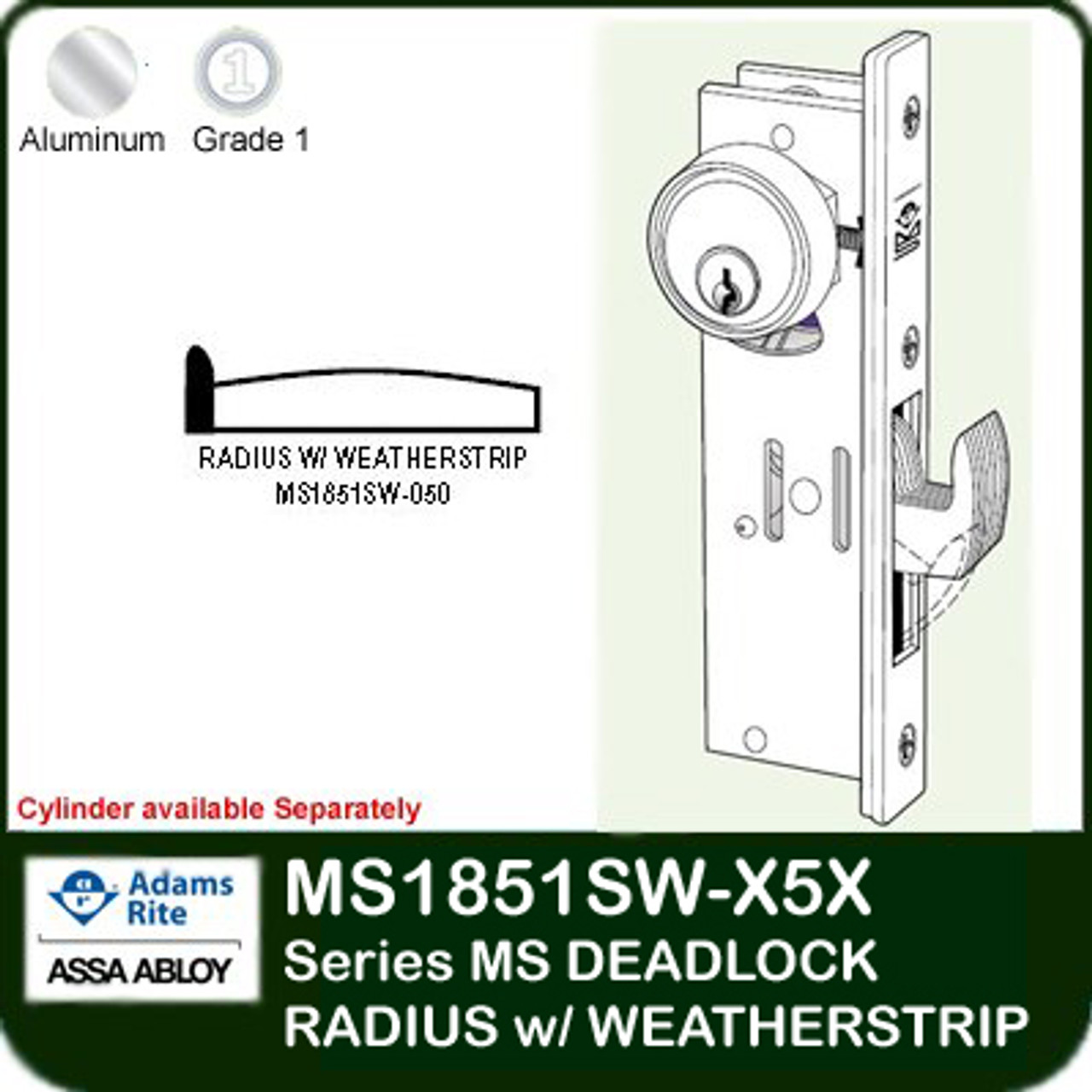 Adams Rite MS1850S X5X Deadlock with Hookbolt