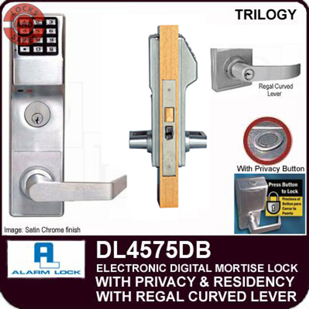 Trilogy DL4100 Digital Lever Lock w Audit Trail ＆ Privacy Feature Satin Chrome 26D (Alarm Lock) - 3