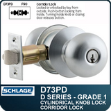 Schlage D73PD- Heavy Duty Commercial Corridor Knob Lock