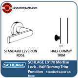 Schlage L0170 Mortise Lock | Half Dummy Trim | Single Dummy