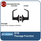Schlage S10 Passage Function Tubular Levered Locks