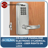 Schlage CO-200 Cylindrical Lock | Schlage Electronic Lock With User Rights on Lock