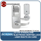 CO100-MS-50-KP-TLR-PD-612 Schlage Office Mortise Keypad Reader Tubular  Lever in Satin Bronze - Lock Depot Inc