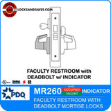 Faculty Restroom Mortise Lock with Deadbolt with Indicator | PDQ MR260 Mortise Indicator Locks | Indicator Locks | Deadbolt