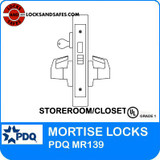 Grade 1 Single Cylinder Closet / Storeroom Mortise Locks | PDQ MR139 Mortise Locks | Best Mortise Locks | Deadbolt Lock | F Series Escutcheon Trim