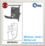 Mortise Hold Back Lockset Grade 1 Double Cylinder | PDQ MR114 Mortise Locks | Heavy Duty Mortise Locks | J Series Sectional Trim