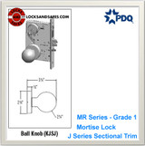 Entrance / Office Mortise Lockset Grade 1 Single Cylinder | Corbin ML2051 Mortise Locks | PDQ MR116 | Old Corbin Locks | J Series Sectional Trim