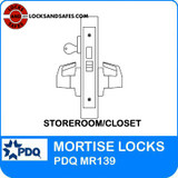 Grade 1 Single Cylinder Closet / Storeroom Mortise Locks | PDQ MR139 Mortise Locks | Closet Deadbolt | Storeroom Deadbolt | J Series Sectional Trim