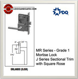 Grade 1 Single Cylinder Closet / Storeroom Mortise Locks | PDQ MR139 Mortise Locks | Closet Deadbolt | Storeroom Deadbolt | J Series Sectional Trim