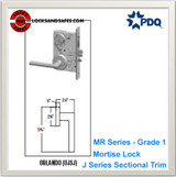 Grade 1 Single Cylinder Mortise Office Lockset | PDQ MR181 Mortise Locks | Office Mortise Locks | Mortise Locks | J Series Sectional Trim