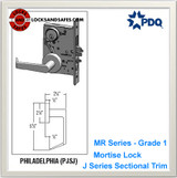 Grade 1 Single Cylinder Deadbolt with Dummy Trim Mortise Locks | PDQ MR215 Mortise Locks | Mortise Door Lock Replacement | J Series Sectional Trim