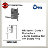 Grade 1 Single Cylinder Deadbolt with Dummy Trim Mortise Locks | PDQ MR215 Mortise Locks | Mortise Door Lock Replacement | J Series Sectional Trim