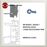 Grade 1 Institution with Deadbolt Locks Mortise | PDQ MR128 Mortise Locks | Mortise Deadbolt Lock | Cylinder Lock | J Wide Escutcheon Trim