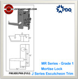 Grade 1 Double Cylinder Deadbolt with Dummy Trim Mortise Locks | PDQ MR214 Mortise Locks | Commercial Door Locks | J Escutcheon Trim