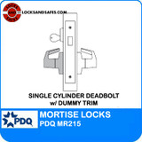 Grade 1 Single Cylinder Deadbolt with Dummy Trim Mortise Locks | PDQ MR215 Mortise Locks | Mortise Deadbolt Lock | Single Cylinder | F Sectional Trim